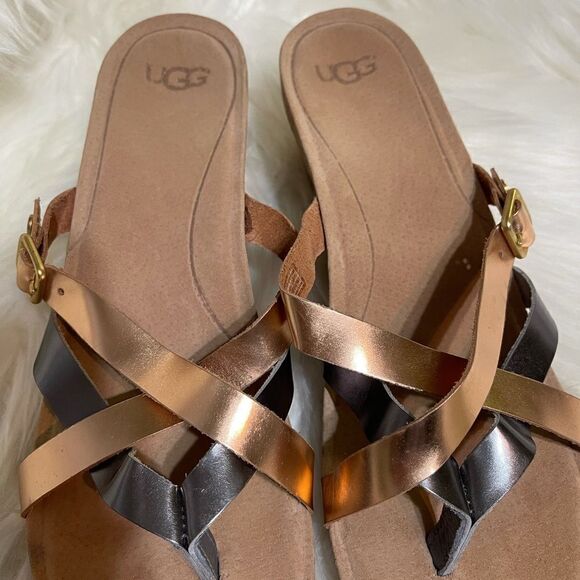 UGG gold wedge cork sandals, size 10‎ - Picture 4 of 13